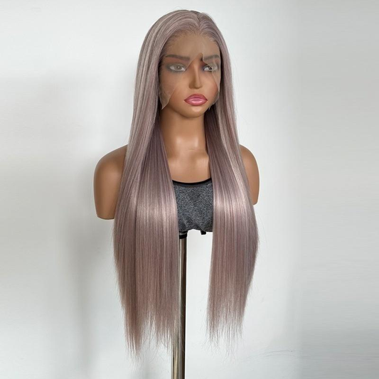 Transparent Synthetic Glueless Lace Front Wigs Straight Long Natural Hairline Heat Resistant Black Women's Lace Front
