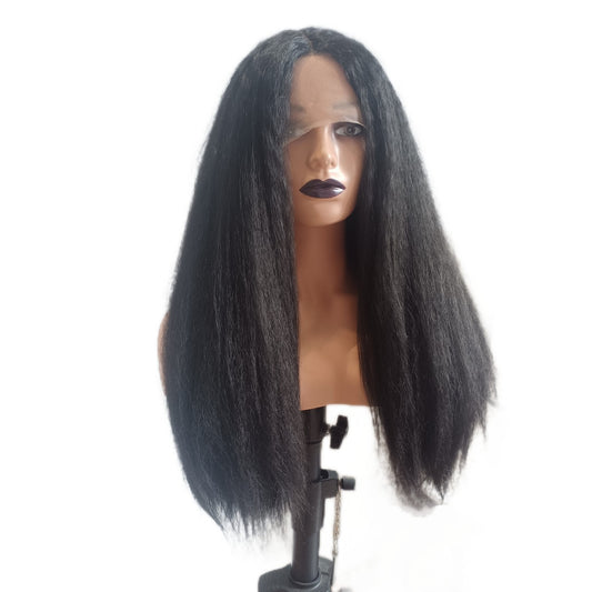 European and American wig with artificial hair for long hair. Yaki protein synthetic fiber lace wig headpiece. Wig manufacturer. Wholesale at low price. In stock.
