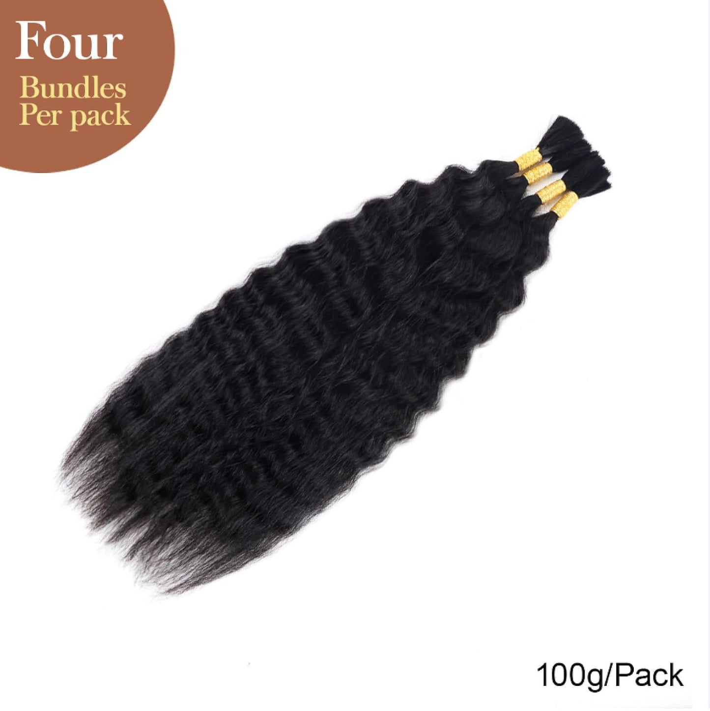 Wavy Human Braiding Hair Super Wave Bulk Human Hair For Braiding No Weft 100g (1Pack-4PCS) Super French Human Braiding Hair For Boho Braids