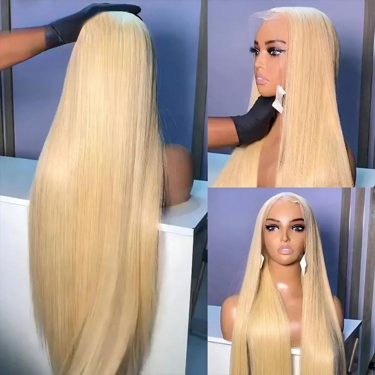 Blonde Transparent Lace Frontal Wigs 100% Unprocessed Virgin Brazilian Straight Human Hair 13x4 Lace Frontal Wig
