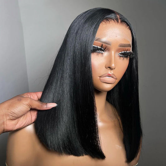 BOB Lace Front Wig Human Hair Straight 180% Full Density 13x4 HD Transparent Lace Frontal Wigs bob Hair Lace Front Wig for Women