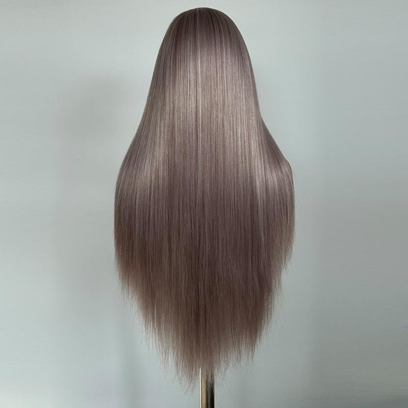 Transparent Synthetic Glueless Lace Front Wigs Straight Long Natural Hairline Heat Resistant Black Women's Lace Front