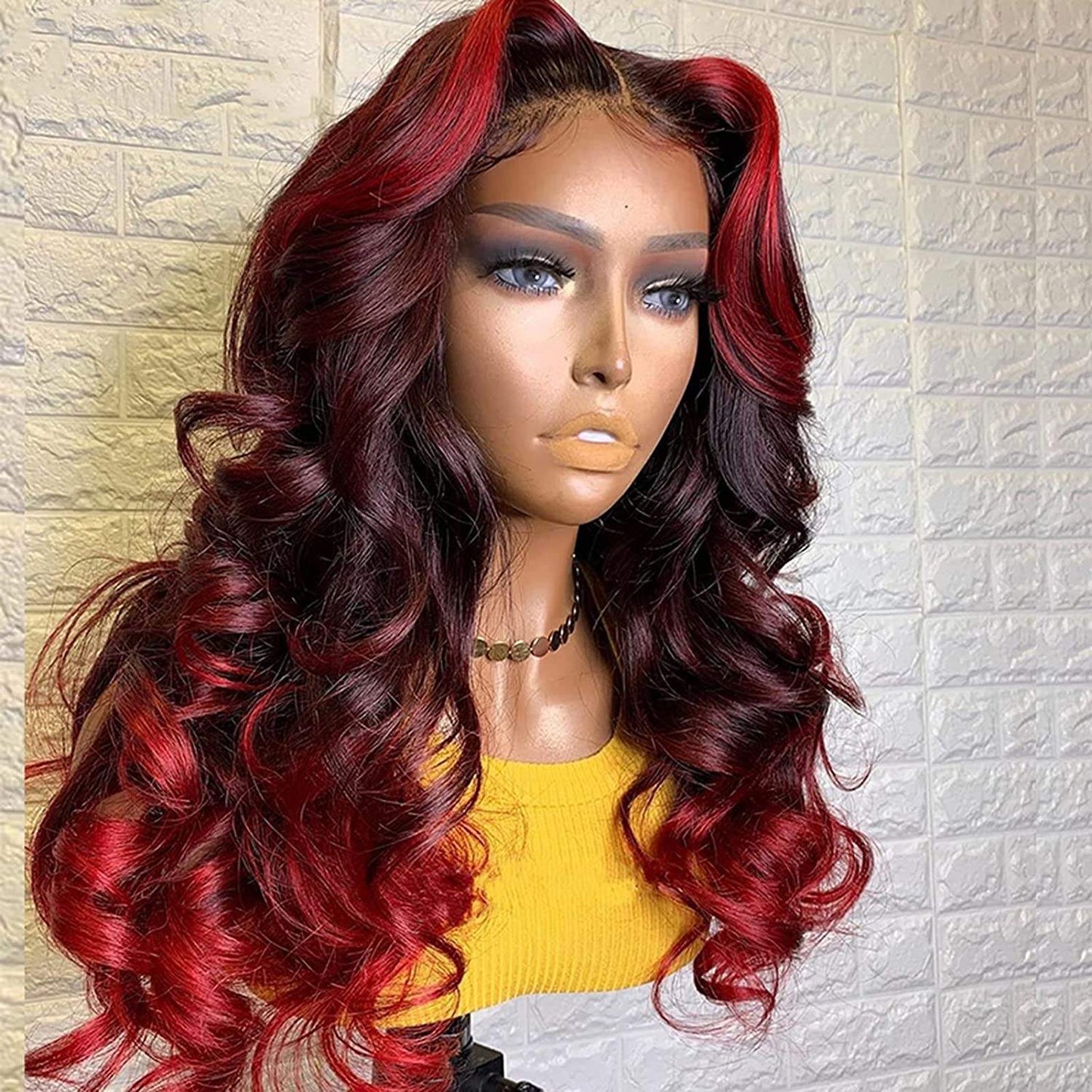 Highlight Ombre Lace Frontal Wig for Black Woman Pre Plucked Hairline with Baby Hair Bleached Knots Body Wave Human Hair Wigs