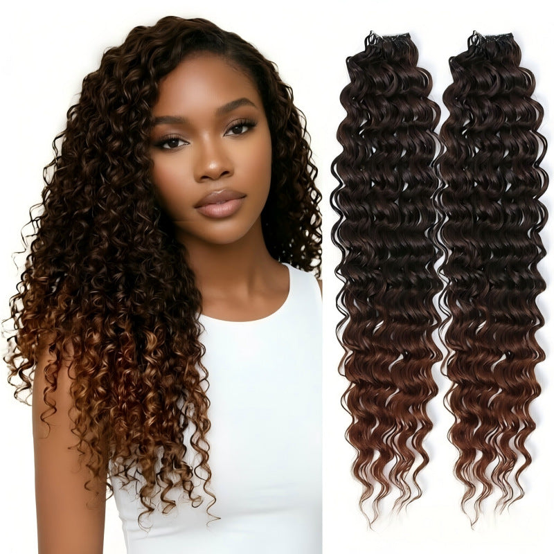 Feather Crochet Water Wave 18" Invisible Seamless Feather Hair Extensions with Lightweight Protein Fiber