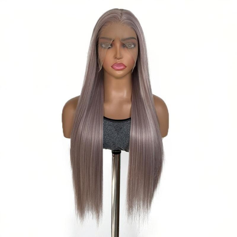 Transparent Synthetic Glueless Lace Front Wigs Straight Long Natural Hairline Heat Resistant Black Women's Lace Front
