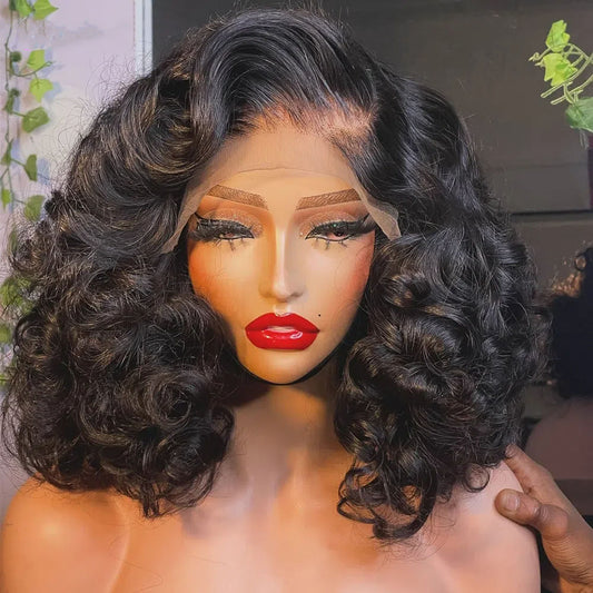 12A Raw Donor Human Hair Wigs 13x4 HD Lace Frontal 250% Density Unprocessed Vietnamese Double Drown Bouncy Wave Lace Frontal Wig
