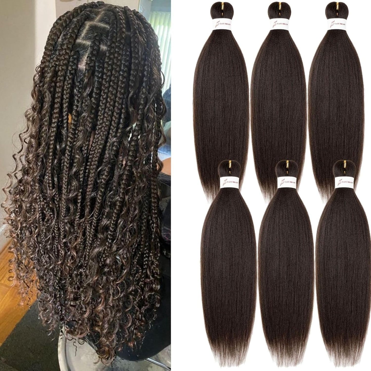 Braiding Hair 24 Inch 6 Packs For Knotless Braids 4#