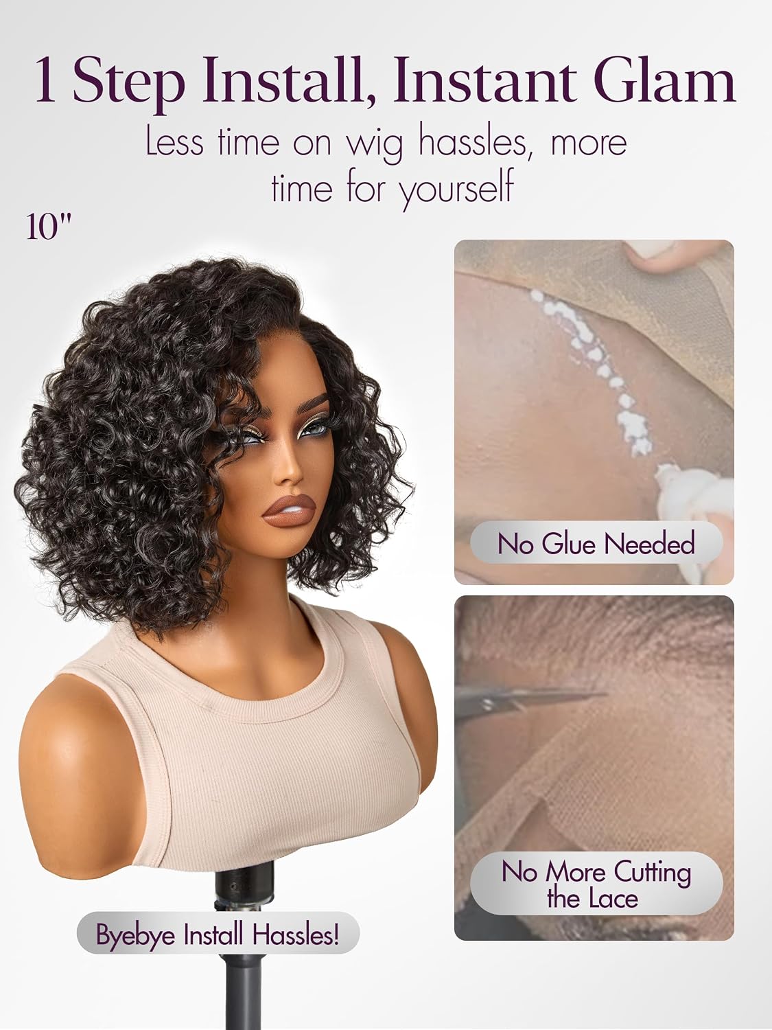 Human Hair Water Wave Pixie Cut Short Curly Wigs HD Lace | Glueless Lace Front 12 Inches Pre Cut Plucked HD Lace Short Wig