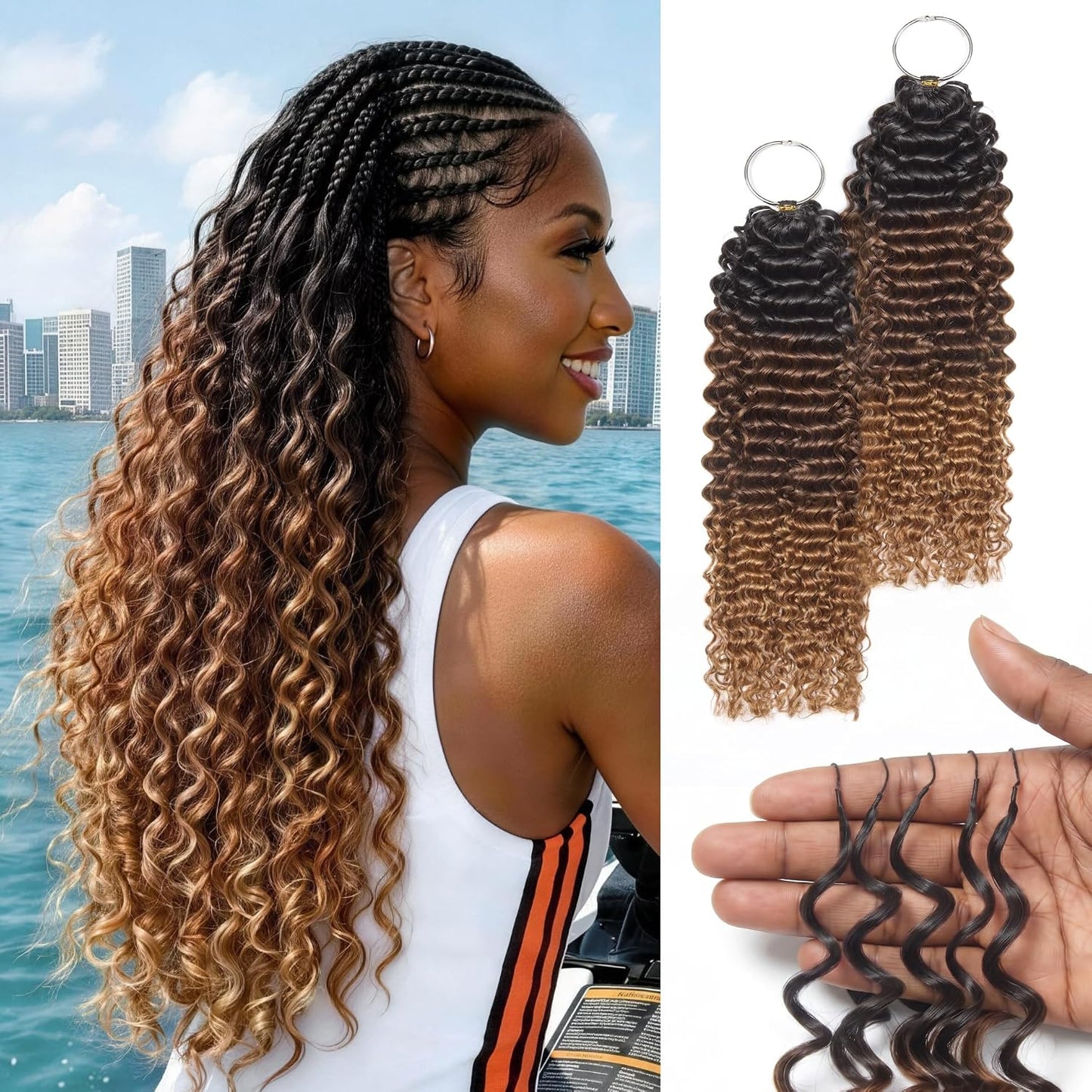Deep Wave Crochet Human Hair 16 Inch 100g 80 Strands