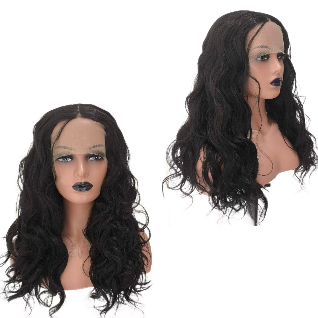 Ready-to-wear wig for women, large, wavy style, made of synthetic lace and hair factory