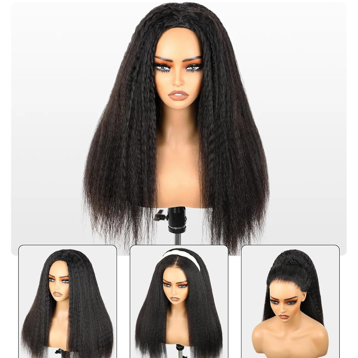 European and American wig with artificial hair for long hair. Yaki protein synthetic fiber lace wig headpiece. Wig manufacturer. Wholesale at low price. In stock.