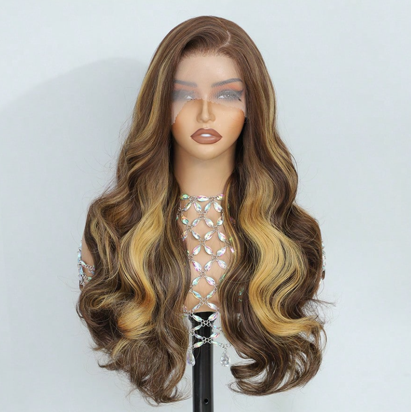 Dark Brown Color 26Inch 13X6 Transparent Lace Front Wig With Baby Hair For Women Body Wave